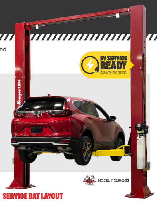 CHALLENGER 2-POST LIFT MODEL CL163S 16K HEAVY DUTY ADJUSTABLE LIFT