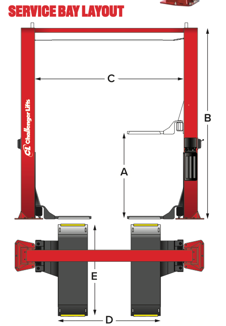 CHALLENGER 2-POST LIFT MODEL CL10-XP9 9K DRIVE ON PAD LIFT