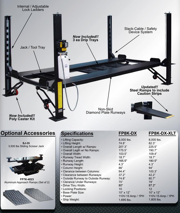 TUXEDO 4 POST LIFT HOME PARKING STORAGE LIFT FP8K-DX 8000LBS CAPACITY