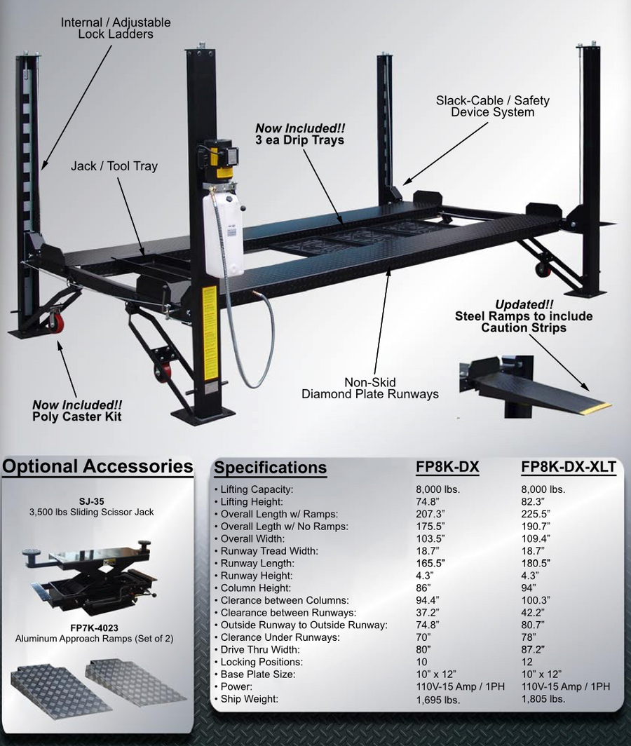 TUXEDO 4 POST LIFT HOME PARKING STORAGE LIFT FP8KDX 8000LBS CAPACITY